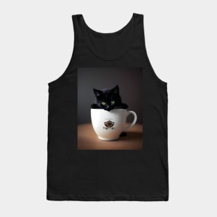 Adorable Black Cat Illustration- Modern Digital Art Tank Top